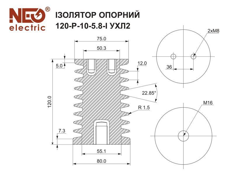 Ізолятор опорний 120-Р-10-5.8-I УХЛ2 Б00043871 фото