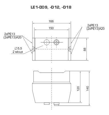 Пускач електромагнітний в корпусі LE1D-D18PS (7.5 кВт реле 12-18А) IP54 котушка 380В Б00046064 фото